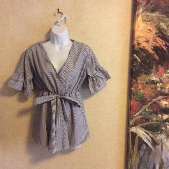 Blue and white striped blouse - Picture 3 of 3